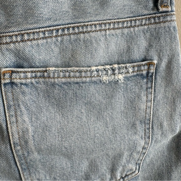 Agolde Criss Cross Buttonfly Distressed Denim Skirt Size 27 - Picture 9 of 13